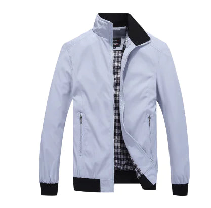 Plus Size Men's Windproof Jacket with Zipper Pocket