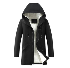 Thick Long Hooded Cotton Jacket for Youth
