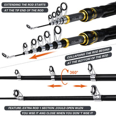 Surf Fishing Rod Set with Reel and Carry Bag (1.5-2.4m)