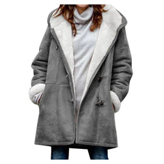 Hooded Mid-Length Solid Color Casual Coat