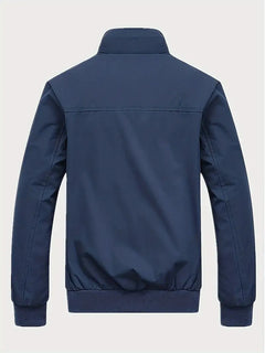 Plus Size Men's Windproof Jacket with Zipper Pocket