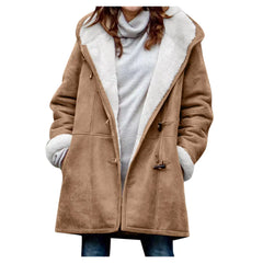 Hooded Mid-Length Solid Color Casual Coat