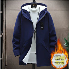 Thick Long Hooded Cotton Jacket for Youth