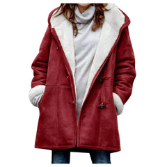 Hooded Mid-Length Solid Color Casual Coat