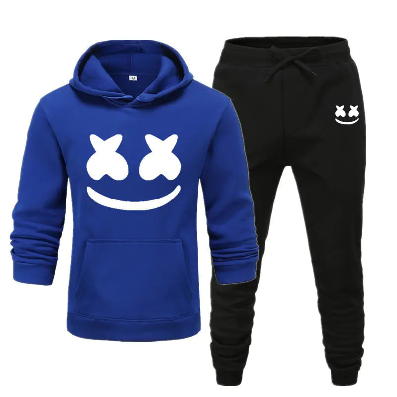 Men's Smiley Face Hoodie and Pants Two-Piece Set