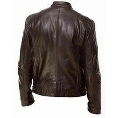 Men Leather Jacket Plus Size Black Brown Mens Stand Collar Coats Leather Biker Jackets  Motorcycle Leather Jacket（Faux Leather）