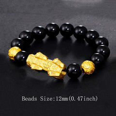 Pixiu Good Luck Bracelets Tibetan Buddhism Obsidian Stone Beads Unisex Bracelet For Women Men Jewelry Gift