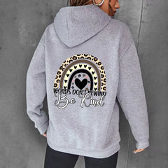 Be Kind Letter Print Hooded Women's Brushed Hoody