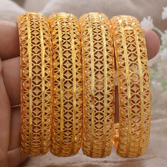 4Pcs/set 24K luxury Dubai Gold Color Bangles for Women Ethiopia wedding Bangles&Bracelets Africa Saudi Arabia jewelry Party gift