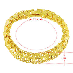 New 24K Gold Bracelet 4MM Car Flower Gold Plated Fashion Bracelet for Woman Jewelry Gift