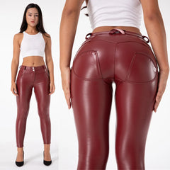 Shascullfites Melody Faux Leather Pants for Women Skinny Leggings Latex Pencil Pu Pants Women's Clothing 2022 Fashion