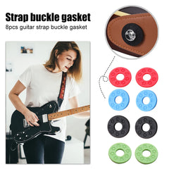 8pcs Rubber Guitars Strap Locks Blocks Electric Guitar Bass Professional Safety Strap Lock Washer Gasket Guitar Strap Lock Parts