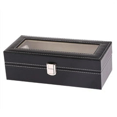 New PU Leather Watch Box Black Men's Watch Storage Box Case With Window Jewelry Women Gift Case Fashion Display Jewelry Box