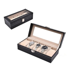 New PU Leather Watch Box Black Men's Watch Storage Box Case With Window Jewelry Women Gift Case Fashion Display Jewelry Box