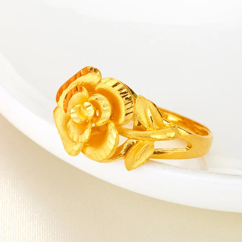 YSF 24K Pure Gold Ring Real AU 999 Solid Gold Nice Elegant Charming Rose Upscale Trendy Classic  Fine Jewelry Hot Sell New 2023