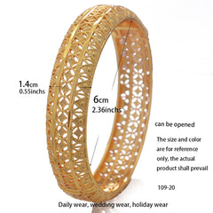 4Pcs/set 24K luxury Dubai Gold Color Bangles for Women Ethiopia wedding Bangles&Bracelets Africa Saudi Arabia jewelry Party gift