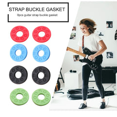 8pcs Rubber Guitars Strap Locks Blocks Electric Guitar Bass Professional Safety Strap Lock Washer Gasket Guitar Strap Lock Parts