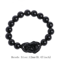 Pixiu Good Luck Bracelets Tibetan Buddhism Obsidian Stone Beads Unisex Bracelet For Women Men Jewelry Gift