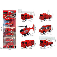 6PCS/Set Engineering Vehicle Cars Set Pull Back Construction Fire Truck Transportation Aviation Models Toys Kit Kids Mini Gifts