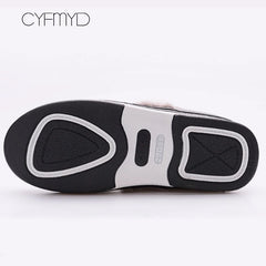 Men's Slippers Home Winter Indoor Warm Shoes Thick Bottom Plush  Waterproof Leather House Slippers Man Cotton Shoes 2022 New