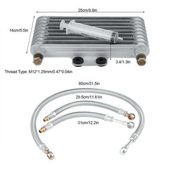 Motorcycle Engine Oil Cooler Cooling Radiator Kit 125Ml Aluminum Silver for Honda CB CG Engine