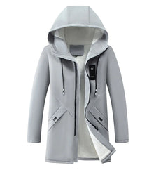 Thick Long Hooded Cotton Jacket for Youth