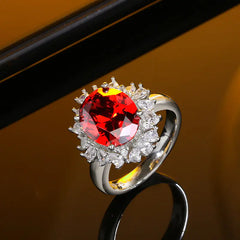 S925 Sterling Silver Rhinestone Sapphire Ring 8K