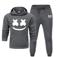 Men's Smiley Face Hoodie and Pants Two-Piece Set