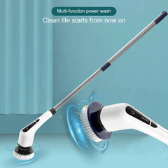 7 In 1 Electric Cleaning Turbo Scrub Brush Multifunctional Long Handle Cordless Spin Scrubber Cleaning Brush Bathroom Accessorie