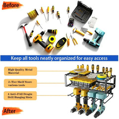 Power Tool Organizer Electric Drill Storage Rack Wall Mount Garage Tool Organizer Heavy Duty Tool Holder Rack 130lb Weight Limit