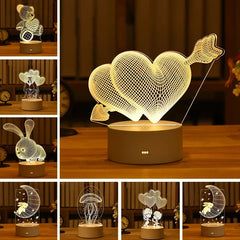 Romantic Love 3D Lamp Heart-shaped Balloon Acrylic LED Night Light Decorative Table Lamp Valentine's Day Sweetheart Wife's Gift