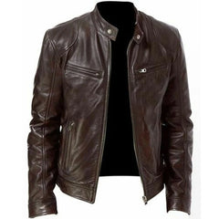 Fashion Men PU Leather Jacket Plus Size Black Mens Stand Collar Coats Leather Biker Jackets  Motorcycle Leather Bomber Jacket