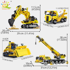 HUIQIBAO Engineering Truck Tech Building Block City Construction Toy For Children Boy Adults Excavator Bulldozer Crane Car Brick