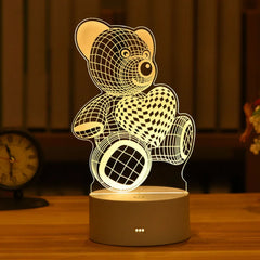 Romantic Love 3D Acrylic Led Night Lamp for Home Decor Children Night Light Birthday Christmas Gift Valentine's Day Bedside Lamp