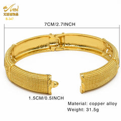 Luxury Dubai Gold Color Bangles For Women 24K Gold Plated Indian African Bracelets Charm Wedding Ethiopian Arabic Hand Jewelry