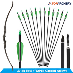 Toparchery 20-40lbs Archery 57" Takedown Recurve Bow For Hunting Recurve Bow and Arrow Set Left Right Hand Black Hunting Bow