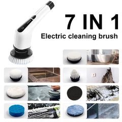 7 In 1 Electric Cleaning Turbo Scrub Brush Multifunctional Long Handle Cordless Spin Scrubber Cleaning Brush Bathroom Accessorie