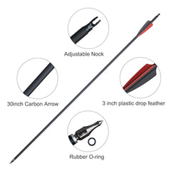 Toparchery 31.5inch Carbon Arrow Spine 500 For Compound/Recurve Bow/Arrow Archery Shooting Hunting Accessories(6/12/24pcs)