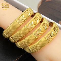 Luxury Dubai Gold Color Bangles For Women 24K Gold Plated Indian African Bracelets Charm Wedding Ethiopian Arabic Hand Jewelry