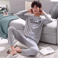 Mens Pajamas Letter Striped Casual Soft Sleepwear Cartoon Breath Pajama Sets Sleep&Lounge Pyjamas Spring Autumn Comfort Homewear