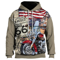 2023 New Style Route 66 Men's Hoodie Sweatshirt 3D Digital Print Hoodie Pullover Fashion Hoodie Casual Sportswear