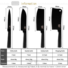 Kichen Knife Set of 4 - Stainless Steel Chef Santoku Utility Chopping Boning Cleaver Knives Meat Fruit Vegetable Household Tools