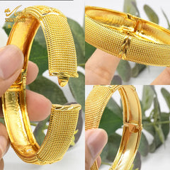 Luxury Dubai Gold Color Bangles For Women 24K Gold Plated Indian African Bracelets Charm Wedding Ethiopian Arabic Hand Jewelry