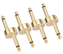 Rowin Guitar Pedal Connector Pedal Couplers Straight Type 4 Pcs TS Copper Male Connector for Effect Pedals