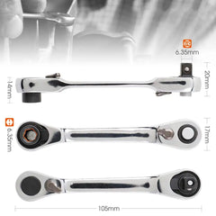 Mini 1/4 inch Double Ended Quick Socket Ratchet Wrench Rod Screwdriver Bit Tool Contain 1 x Ratchet Handle Wrench