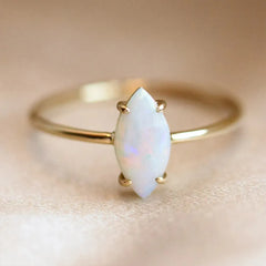 Aide White Opal 925 Sterling Silver Rings For Women Simple Minimalist 18K Gold Rings Wedding Party Engagement Gifts Hot Sale