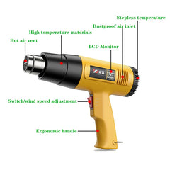 Hot Air Gun LCD Temperatures Adjustable Mini Heat Gun Thermal Blower Shrink Wrapping With Four Nozzles Construction Dryers