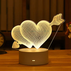 Romantic Love 3D Acrylic Led Night Lamp for Home Decor Children Night Light Birthday Christmas Gift Valentine's Day Bedside Lamp