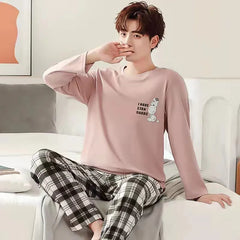 Mens Pajamas Letter Striped Casual Soft Sleepwear Cartoon Breath Pajama Sets Sleep&Lounge Pyjamas Spring Autumn Comfort Homewear