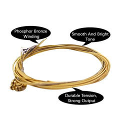 Guitar Strings Acoustic Guitar Brass Strings Folk Guitar Steel Strings Set Phosphor Bronze Musical Instrument Accessories 6Pcs/S